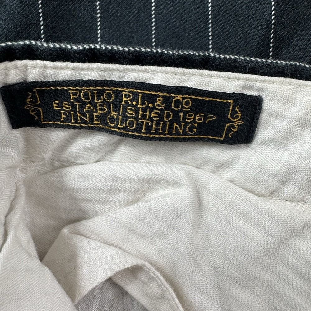 Polo Ralph Lauren Side Tab Black Striped Cotton Wool Blend Engineering 33x32 - Picture 4 of 7